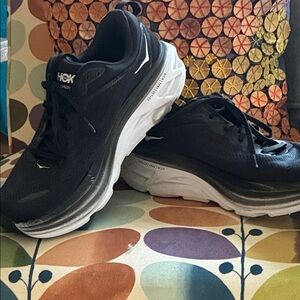 Hoka One One Black and White Men's Athletic Running Shoes